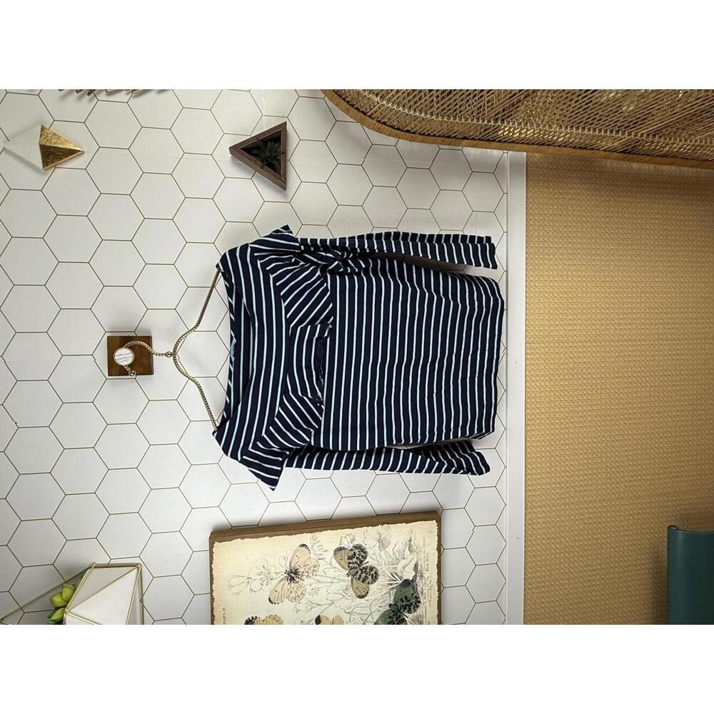 Leifnotes from Anthropologie Blue Striped Valence 3/4 Sleeve Top - Size - Medium